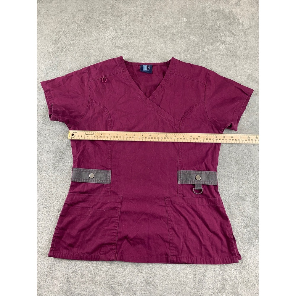 Medgear Burgundy Scrub Top, Stylish Work Wear, Medical‎ Uniform, Women's Small - Picture 4 of 9